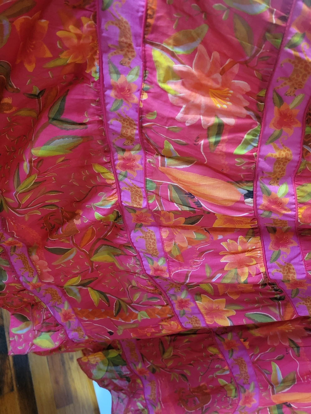 FARM Rio Pink Floral Tiered Maxi Dress with Orange & Green Print - Picture 9 of 9